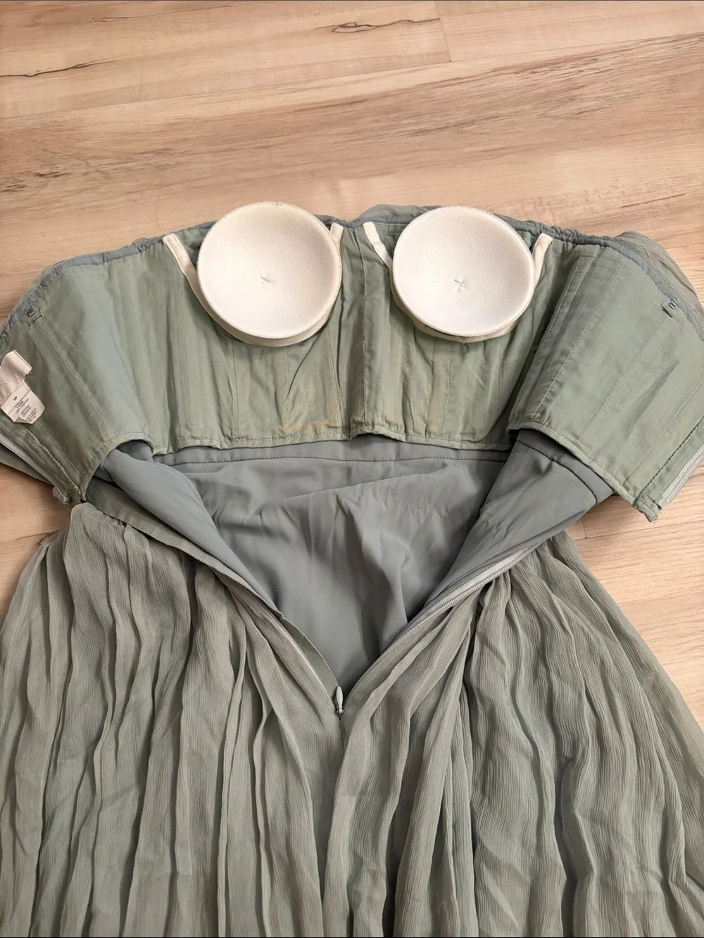 J.Crew Arabelle Silk Chiffon Strapless Gown Sage Green 4P wedding bridesmaid